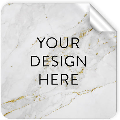 100 Custom Vinyl Stickers - Upload Your own Image, Text, Design, Logo - Personalized Logo Labels for Handmade, Packaging, Bottle, Jars, Candle, Brand Stickers (Gold Marble, 1.5x1.5 Square)