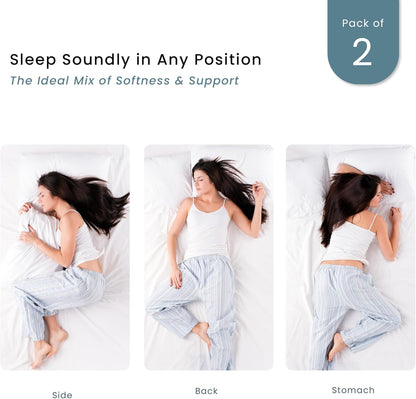 Threadmill Bed Pillows Queen Size Set of 2 | Soft Down Alternative Cooling Bed Pillow for Sleeping | Soft Pillows for Bed | 20x30 Hotel Pillow, Queen Pillows 2 Pack for Back, Stomach or Side Sleepers