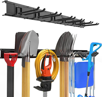 Garage Garden Tool Organizer Wall Mount, Heavy Duty Garage Tool Storage Rack 48 Inches, Max Load 330lb - Shovel, Rake, Folding Chair, Weed Eater Storage