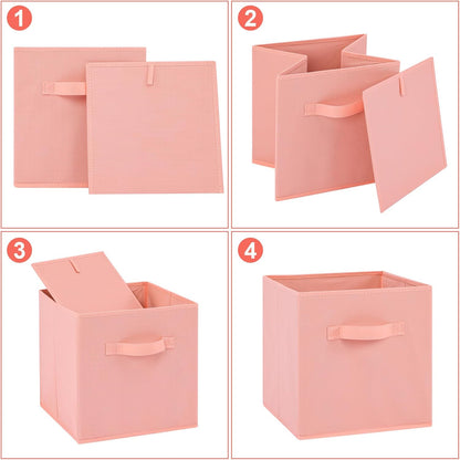 Stero 13x13x13 Inch Fabric Storage Bins 6 Pack Fun Colored Durable Storage Cubes with Handles Foldable Cube Baskets for Home, Kids Room, Closet and Toys Organization Peachpuff