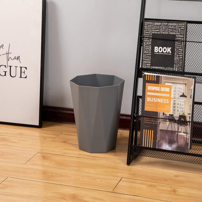 12L Trash Can Wastebasket Plastic Trash Bin Garbage Container Rubbish Can Paper Basket Office Organizer for Bedroom Home Office, 6 Grey