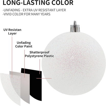 LANGXUN 36pcs White Christmas Tree Decorations Balls, Bolas De Navidad, 2025 Christmas Decor, Indoor Outdoor Shatterproof Christmas Ornaments, Xmars Party Wedding Suppiles