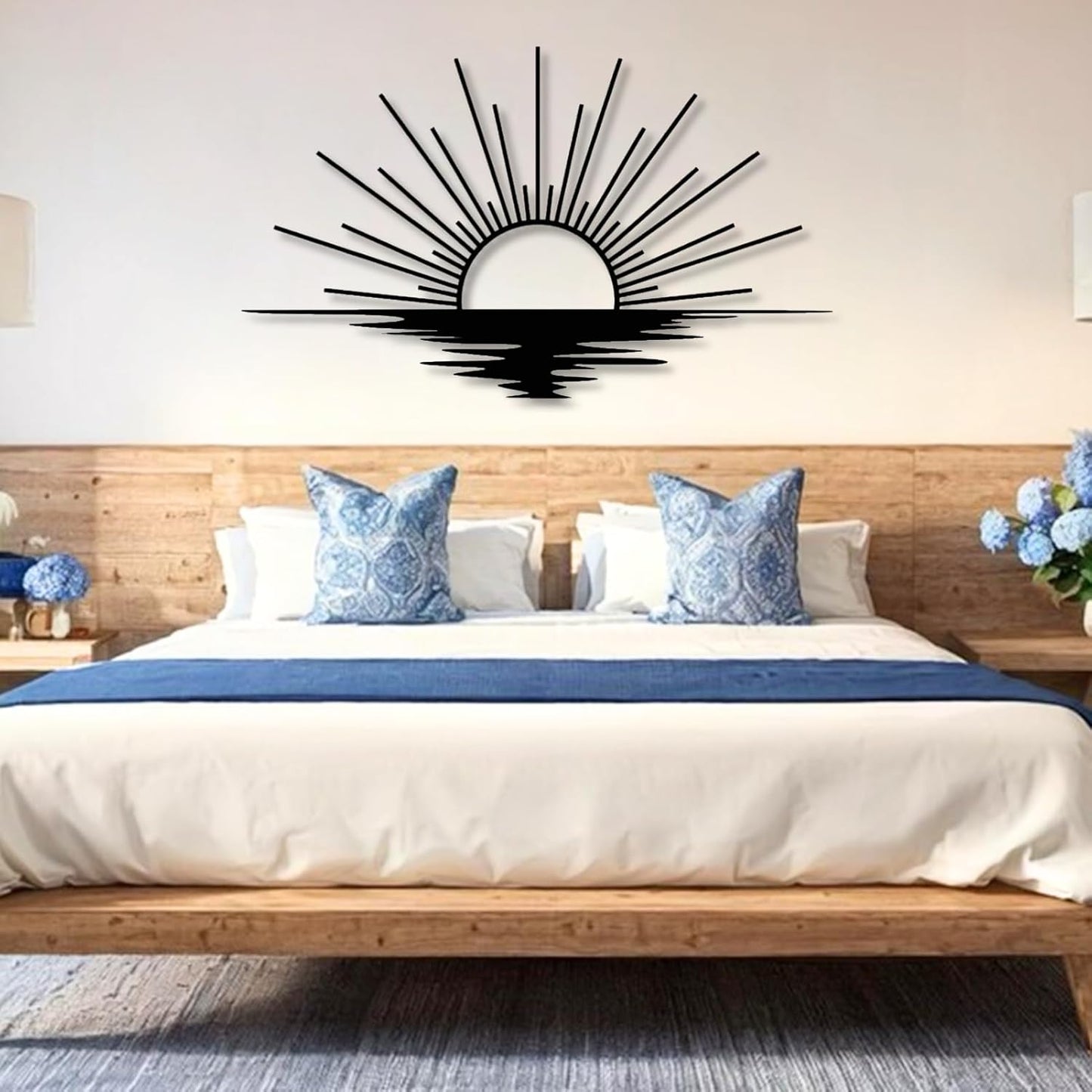 Sunrise Metal Wall Art, Metal Sun Wall Decor, Metal Sun Outdoor Decor, Large Metal Sun Wall Art, Sun Wall Art, Boho Sun Wall Art, Sunshine Metal Sign, Living Room Bedroom Wall Hangings (Gold, 53"x 31"| 135x80cm)