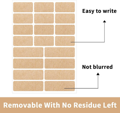 Kraft Label Stickers Removable Writable Gift Labels, Self-Adhesive Brown Labels for Essential Oil Bottle, Jars, Food Storage or Gift Decoration (2 Size, 300 Sheet)