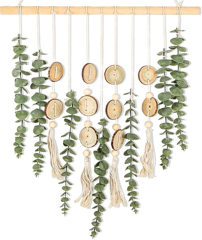 Artificial Eucalyptus Wall Decor Fake Greenery Leaves Stems Home Decor Wall Hanging Plants Boho Rustic Farmhouse Decor for Bedroom Kitchen Dining Room Livingroom Bathroom Livingroom (Small)