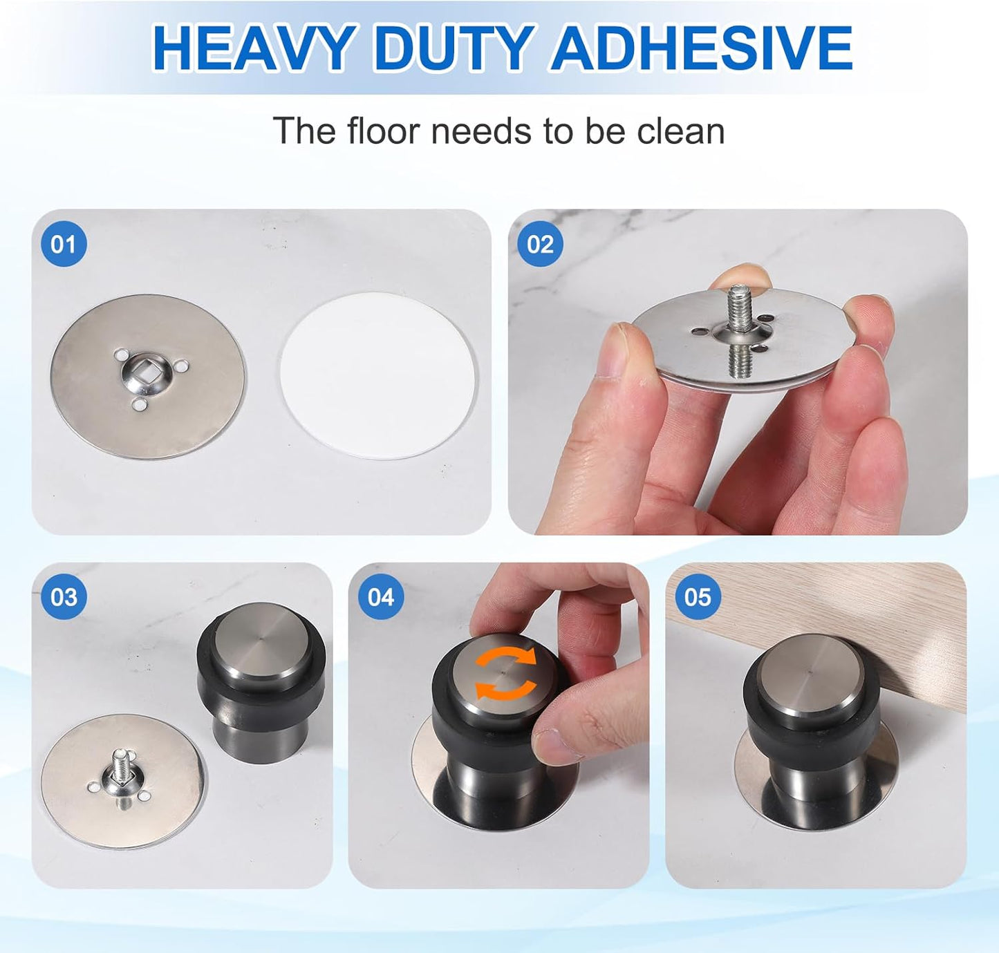 PATIKIL 3Set Round Door Stoppers, 80mm Stainless Steel Door Stop Doorstop Wedge Metal Cylinder Self Adhesive with Screw for Bottom of Door Floor Inside, Copper Tone