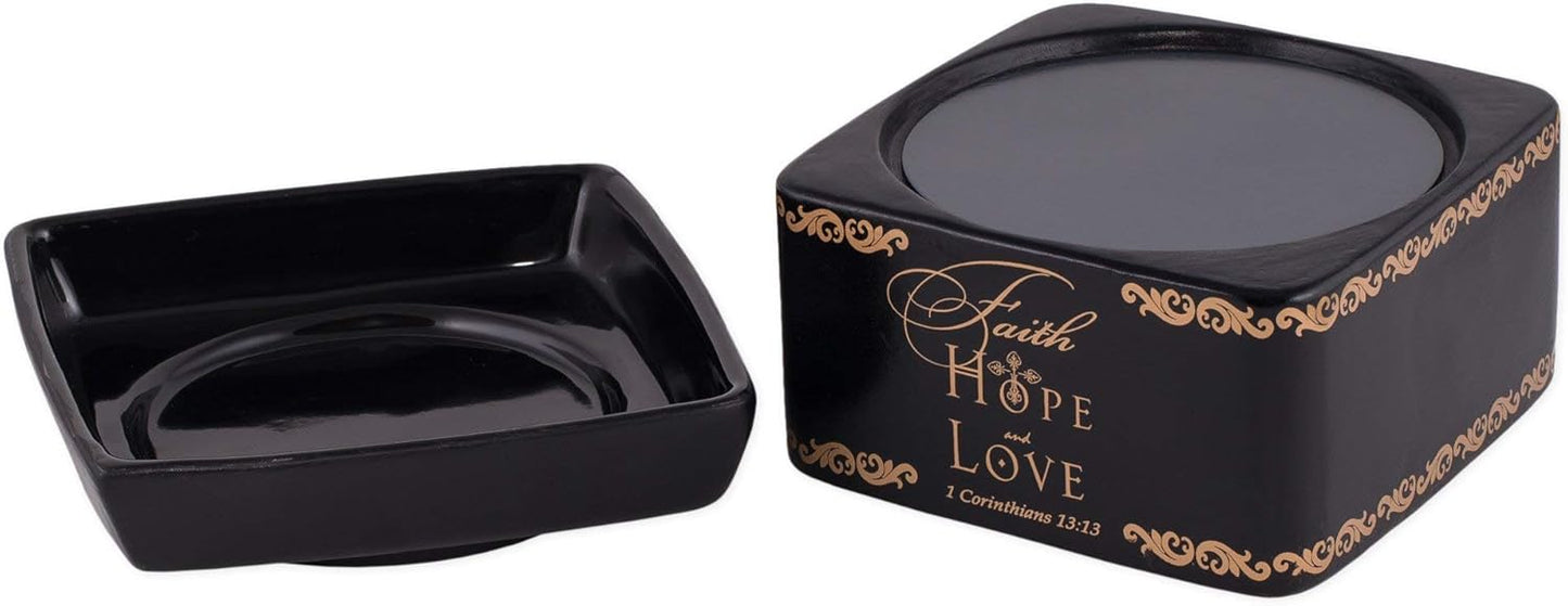 Elanze Designs Faith Hope Love Ceramic Stoneware Electric 2 in 1 Jar Candle and Wax and Oil Warmer
