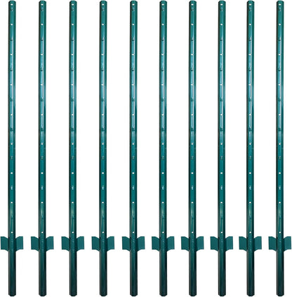ARIFARO Fence Posts 5 Feet Sturdy Duty Metal Fencing Fencing Poles, Pack of 10, No Dig Garden T Post for Wire Fencing Steel Poles for Yard, Outdoor Wire