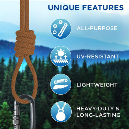 TECEUM Cotton Rope 3/16” (5 mm) – 50 FT – Strong All-Purpose Braided Rope – Natural Cotton – for Crafting, Сamping, Clothes Line, DIY, Indoor & Outdoor Use – Ochre