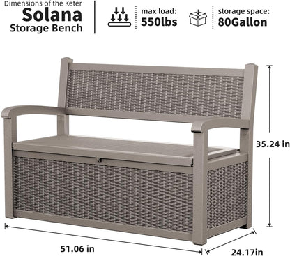 DRATO 75 Gallon Storage Bench Deck Box Outdoor Indoor,Lockable Durable All-Weather Seating with Hidden Storage,Deck Storage for Garden, Pool, Patio,Gray