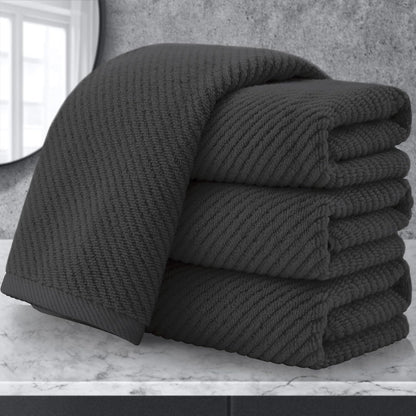 VOOVA & MOVAS Gray Hand Towels for Bathroom, Large 18" x 28" - 100% Cotton | Thick | Quick Dry | Lightweight | Absorbent | Soft, Hand Towels Set of 4, Bathroom Essentials, Dark Grey