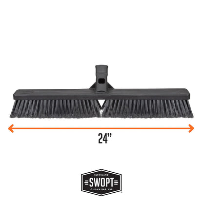 SWOPT 24” Standard Multi-Surface Push Broom Head — Indoor and Outdoor Push Broom — Cleaning Head Interchangeable with All SWOPT Cleaning Products for More Efficient Cleaning and Storage