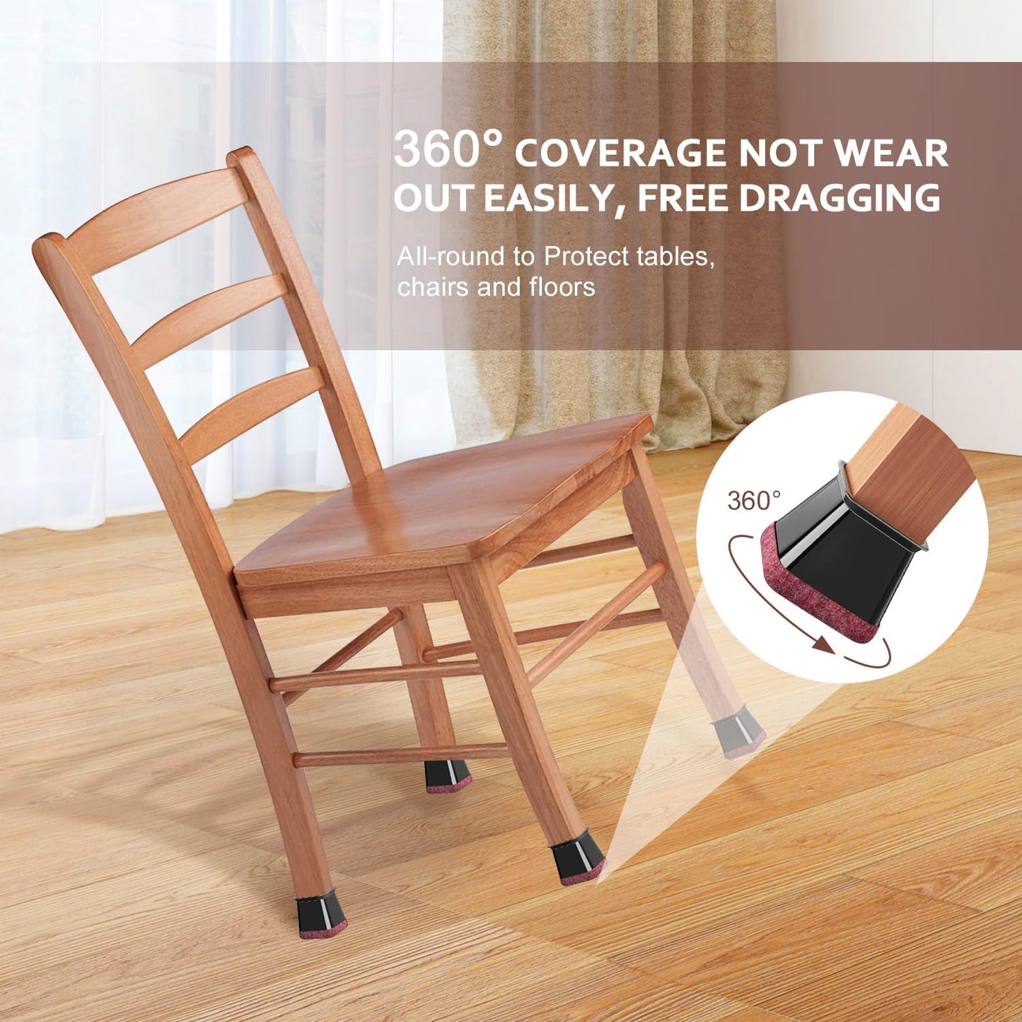 YOZON Chair Leg Floor Protector Chair Leg Protectors for Hardwood Floors Felt Furniture Pads Silicone Caps Anti-Scratch Reduce Noise Black-16 Pcs Square L Fit:1-1/8" ~ 1-9/16" (27-40mm)