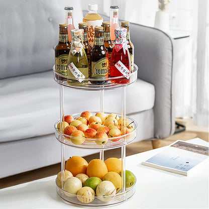 URALFA 3 Tier Bathroom Lazy Susan Organizer, 9 Inch Clear Rotating Makeup Organizer for Vanity, High-Capacity Acrylic Skincare Organizers 360 Rotating Tray for Countertop, Pantry, Kitchen, Cupboard