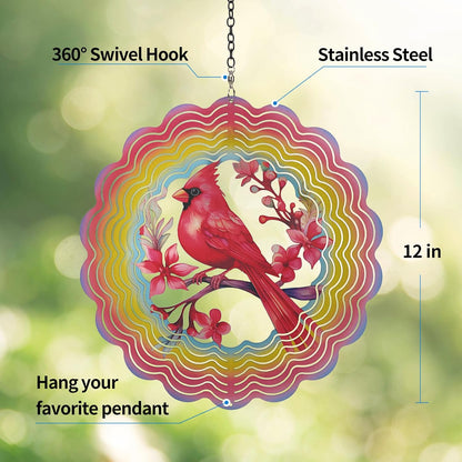 Wind Spinners Outdoor Cardinala Decorations - Birthday Gifts for Women Mom Grandma, Cardinala Deocr Hanging Wind Spinner 12 inch 3D Wind Sculptures for Garden Decor for Outside, Yard, Outdoor