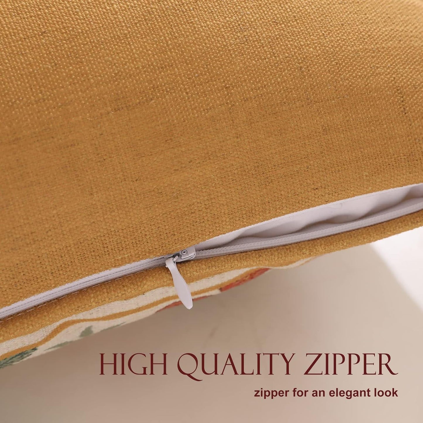 patdrea Designer Pack of 4 Throw Pillow Covers,Beige Vintage French Soft Linen Pillows Cover with Daisy Floral Pattern,Vintage Square Farmhouse Decorative Pillowcase for Couch,Bed,Living Room