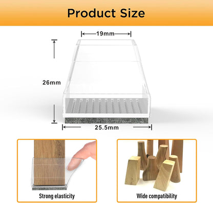 Square Chair Leg Protectors for Hardwood Floors,16 Pcs Silicone Felt Furniture Legs Caps to Prevent Floor from Scratches and Reduce Noise, Easy to Move, (Clear, Fit: 0.866-1.14").