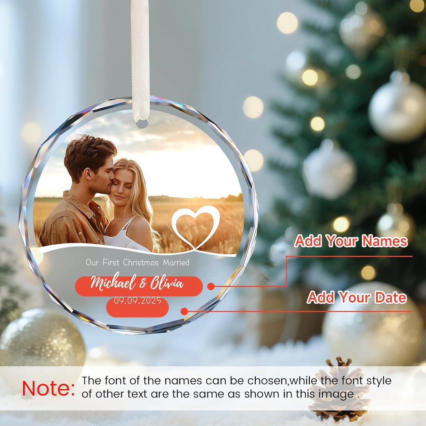 Personalized First Christmas Engaged Ornaments, Engagement Gifts for Couples 2025, Bride to be Gifts for Newly Engaged Couples, Engagement Ornament 2025, Christmas Tree Ornaments