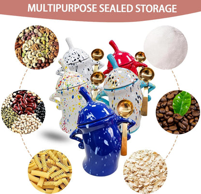 Ceramic Kitchen Canister with Silicone Seal Lid,Modern Elegant Design Airtight Lid Storage Food Jar Canister for Kitchen Sugar Coffee Tea Spice or More (Olive green)