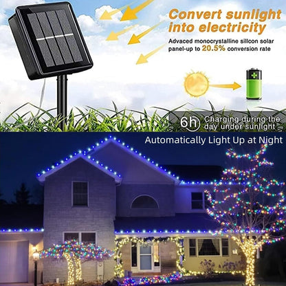 YEGUO Solar Rope Lights Outdoor Waterproof LED, 2 Pack Each 33ft 100 LED String Lights Outdoor, Clear PVC Tube White and Blue Solar Christmas Lights