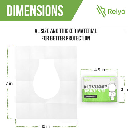 Toilet Seat Cover Paper Flushable (50 Pack) - XL for Adults and Kids Potty Training, 100% Biodegradable Travel Supplies Essentials for Public Restrooms, Airplane, Camping, Festivals