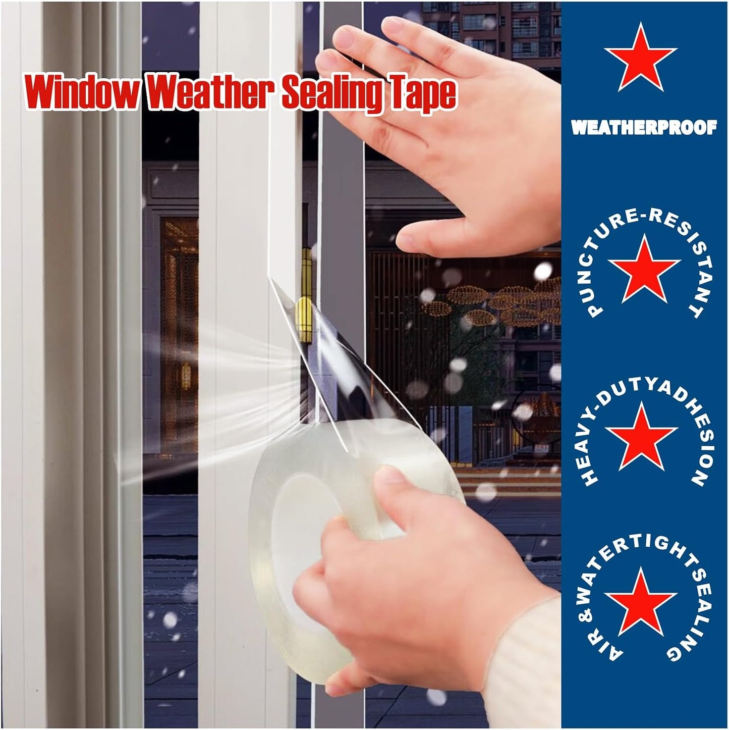 Transparent Weather Sealing Tape, 3-Inch x 85FT, Clear Draft Isolation Sealing Film - Clear Draft Stopper Adhesive Tape for Doors, Windows and Shower Glass Gaps