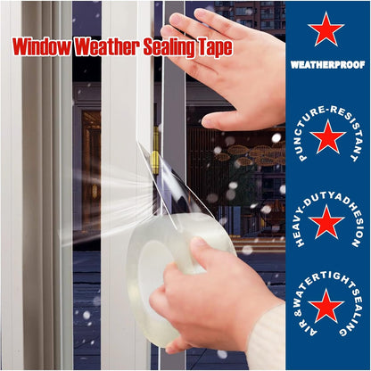 Transparent Weather Sealing Tape, 3-Inch x 85FT, Clear Draft Isolation Sealing Film - Clear Draft Stopper Adhesive Tape for Doors, Windows and Shower Glass Gaps