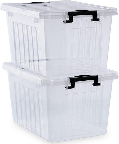 Citylife 22 QT Clear Plastic Storage Bins with Lids Stackable and Nestable Storage Boxes with Lids Large Plastic Storage Containers for Garage, Closet, Kitchen, 2 Packs