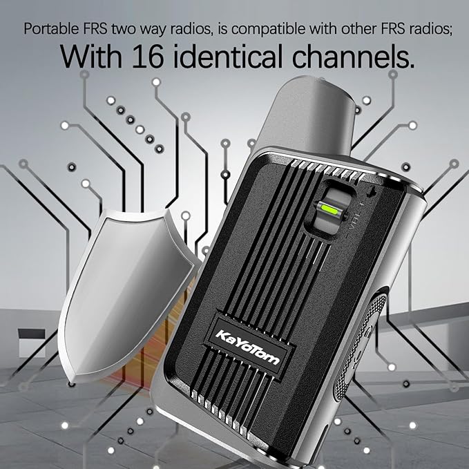 KaYoTom Walkie Talkies Long Range Rechargeable 2-Way Radios UHF Handheld Transceiver Walky Talky,Radio Handheld Waly Talky,Compact Suitable for Outdoor Sports,Team Activities(Black-Gray, 4)