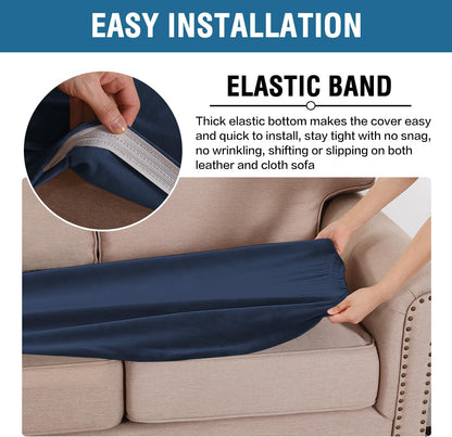 H.VERSAILTEX Velvet Stretch Individual Couch Cushion Cover Plush Slipcover for Loveseat Sofa Furniture Protector Seat Cover (1 Piece Loveseat Cushion Cover, Navy)