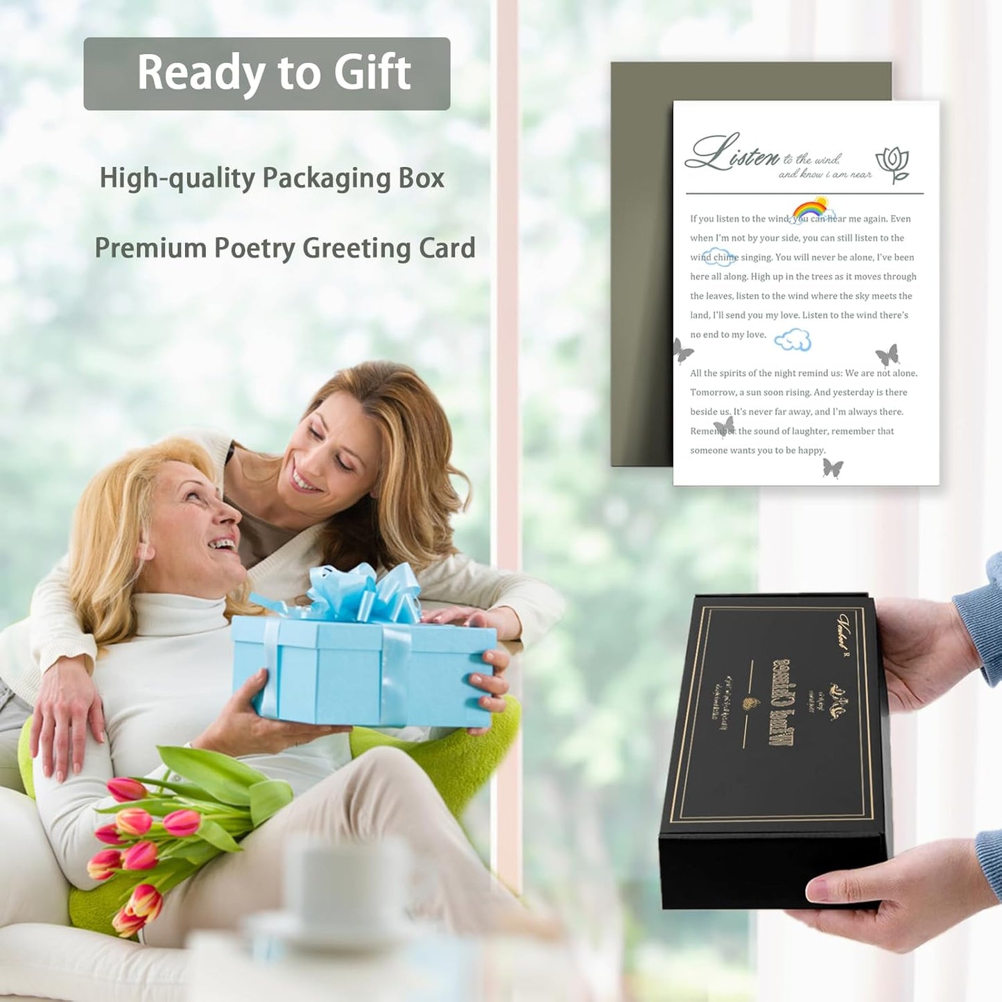 Wind Chimes for Outside, 33" Butterfly Wind Chimes Outdoor, Gifts for Women Mom Grandma Birthday, Gift for Garden Porch Patio Home Decor (Green)