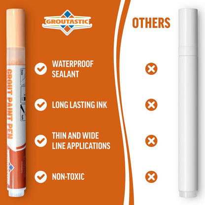 Grout Pen Light Beige – Tile Grout Colorant & Sealer Pen for Bathroom, Kitchen & Shower – Water-Based, Low Odor, Quick Dry, Easy DIY Grout Repair & Touch Ups