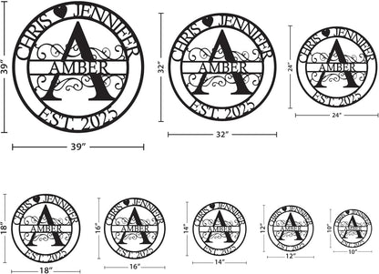 Personalized Family Name Sign with Heart, Split Letter Monogram Wall Art Decor, Durable Steel Family Last Name Decor, Custom Signs Indoor or Outdoor, Personalized Wedding Gifts, Housewarming Gift