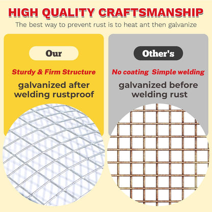 Hardware Cloth,1/2inch 48inx100ft 19 Gauge,Double-Layer Hot-Dip Galvanizing After Welding,Chicken Wire Fence Wire Mesh Fence Poultry Netting Garden Fence Tree Guard Rolls Chicken Coop Accessories