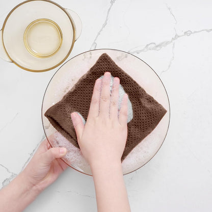 Homaxy 100% Cotton Waffle Weave Kitchen Dish Cloths, Ultra Soft Absorbent Quick Drying Dish Towels, 12 x 12 Inches, 6-Pack, Coffee