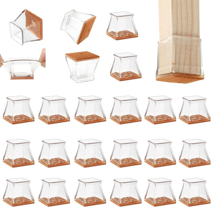 CHUNZEXI 48 Pack Square Chair Leg Floor Protectors for Hardwood Floors, Silicone Felt Covers Pads Caps, Protect Wood Furniture Feet Floors Noise Reduce and Scratch (Square Large & Clear)