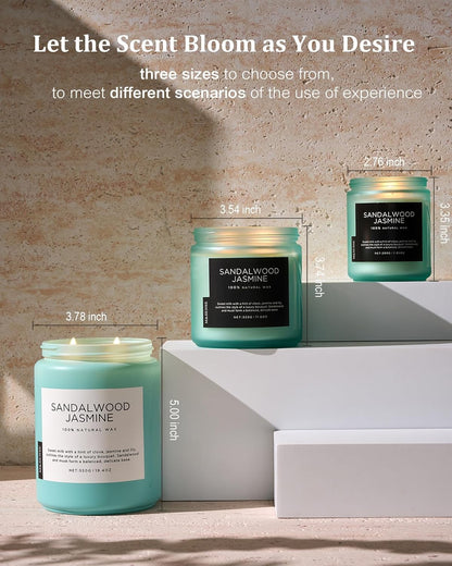 M&SENSE Sandalwood Jasmine Scented Candles, Large Soy Natural Long Lasting 19.4oz 110 Hour Burning Floral Non Toxic Double Wick Aromatherapy Candle Gifts for Women Friend