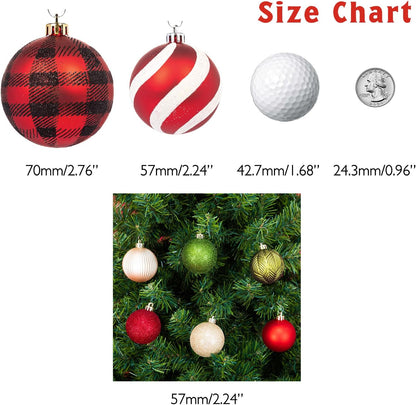 Every Day is Christmas Ornaments, Shatterproof Christmas Tree Ornament Set, Christmas Balls Decoration 50 Count (2.24"/57mm, Woodland)