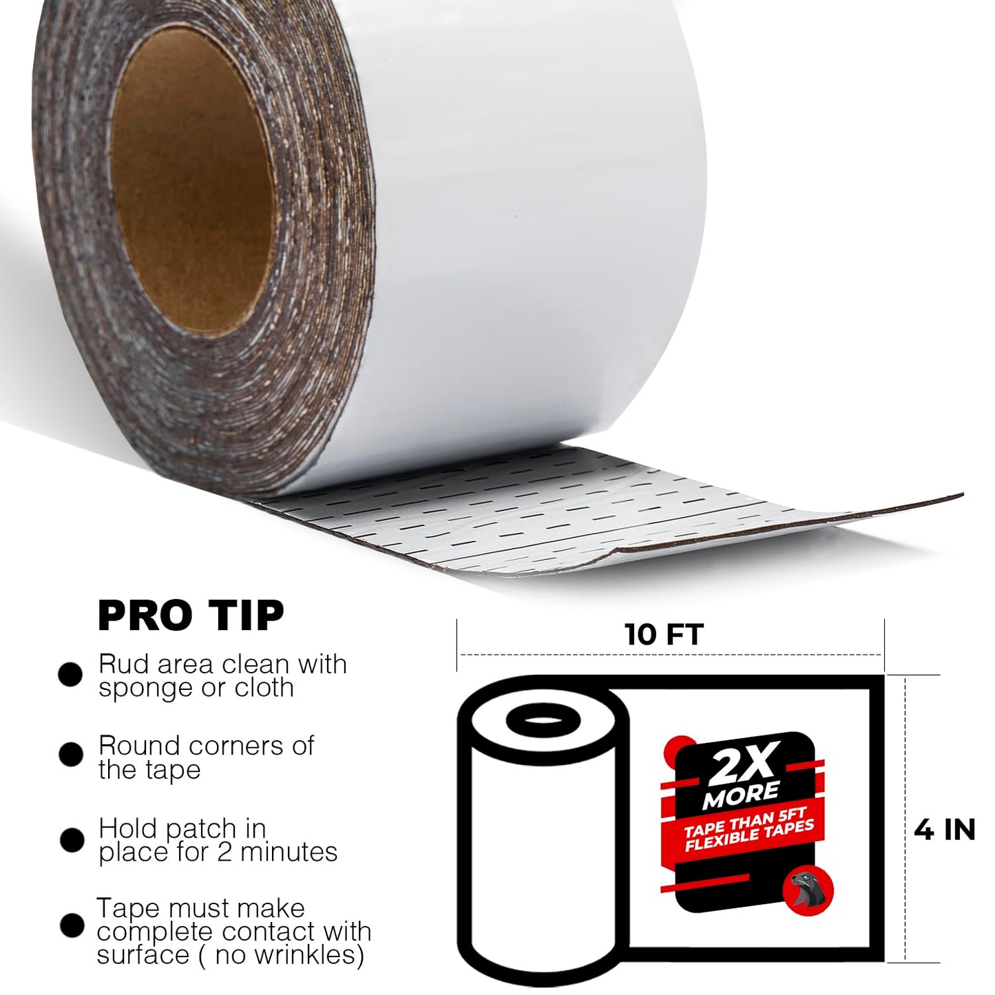 White RV Roof Sealant Tape, 4" x 10' Waterproof Repair Seal Tape – Extra Thick, UV-Resistant, Weatherproof Patch for Permanent Leak Sealing on RVs, Trailers, and Mobile Homes