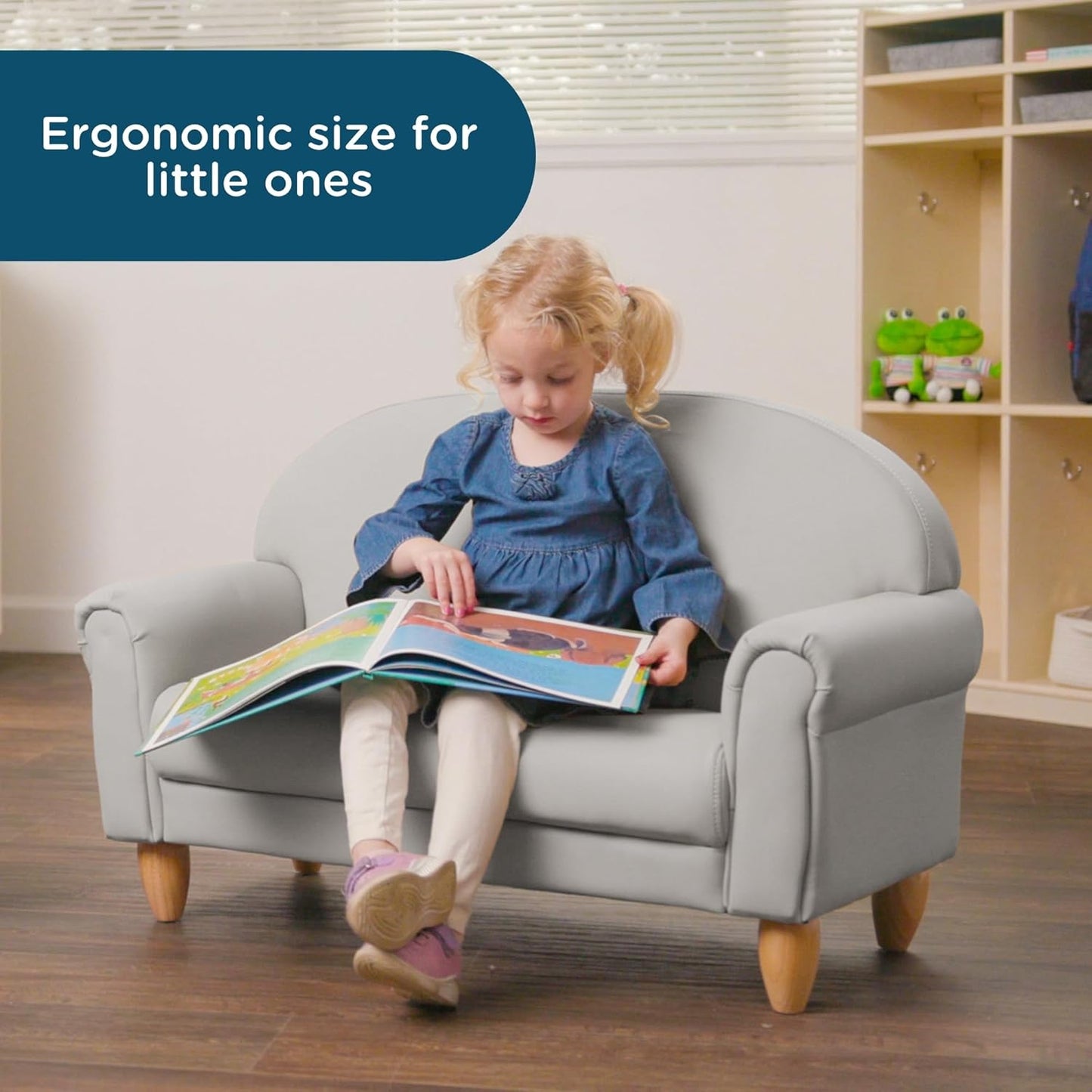 Children's Factory As We Grow Sofa, Gray, CF805-314, Playroom Couch, Daycare Furniture, Kids Seating for Classroom, Flexible Seating for Elementary