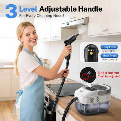 ODSD Steam Cleaner for Home & Car, 3-Level Adjustable Steamer for Cleaning, 15s Heat-Up & 1.6L Large Tank, Handheld Steam Cleaner for Car Detailing, Home, Tile, Grout, Furniture with 15pcs Accessories