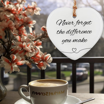 Thank You Gifts for Women Men - Never Forget The Difference You Make Ceramic Ornament Keepsake Appreciation, Retirement Gifts for Women Men, Farewell, Goodbye, Leaving Ideas for Coworker, Boss