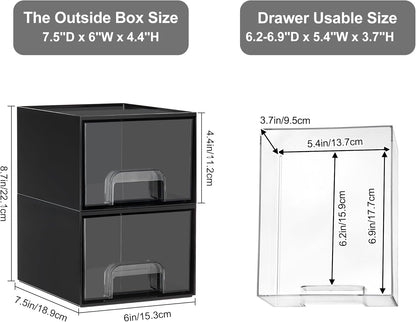 Vtopmart Black Small Stackable Storage Drawers, Cologne Organizer for Men,Plastic Containers for Vanity, Dresser,Office Desk,Bathroom Countertop Organization,Ideal for Room Decor,Gifts for Men