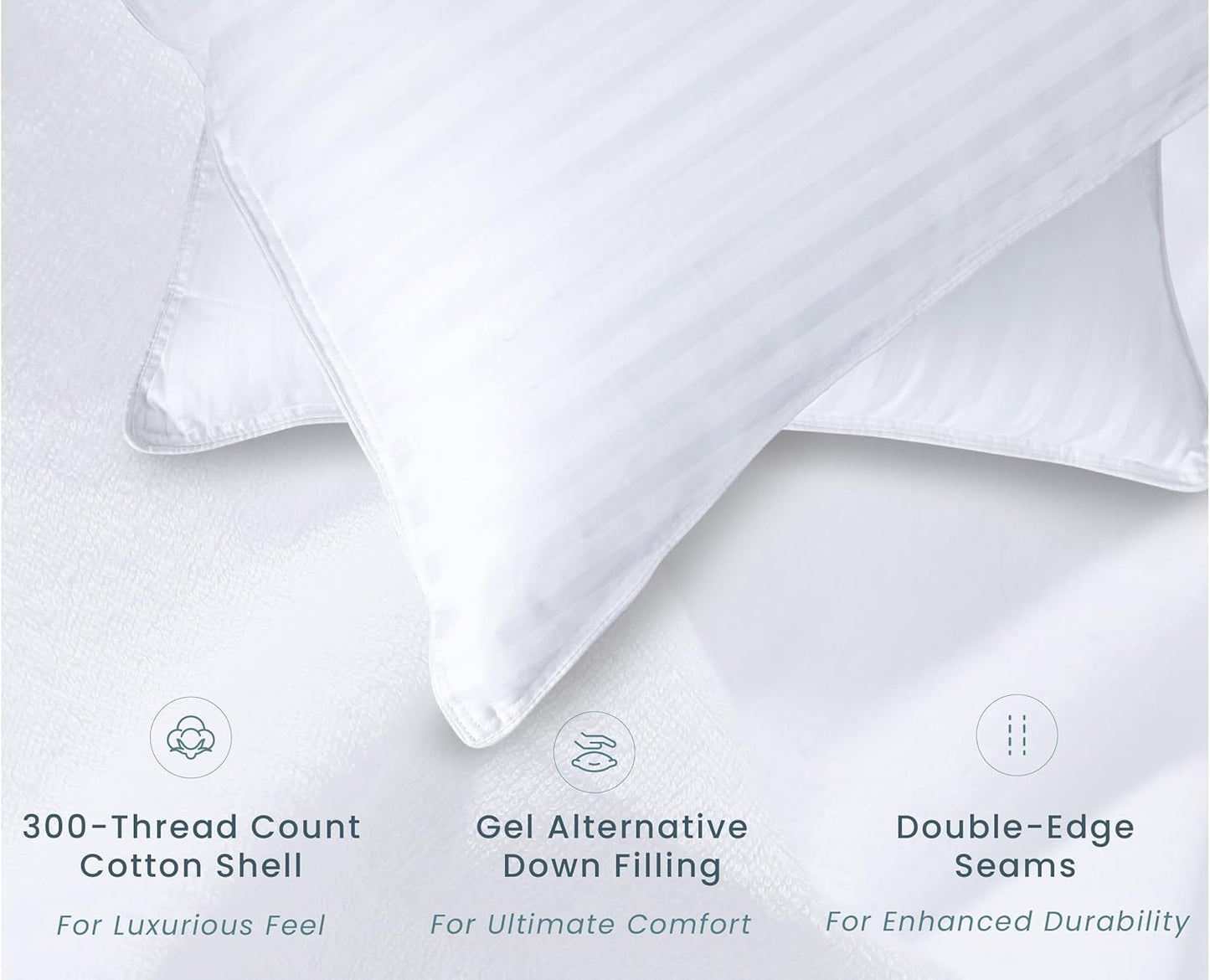 Threadmill Bed Pillows Queen Size Set of 2 | Soft Down Alternative Cooling Bed Pillow for Sleeping | Soft Pillows for Bed | 20x30 Hotel Pillow, Queen Pillows 2 Pack for Back, Stomach or Side Sleepers
