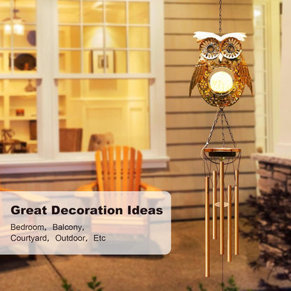 Wind Chimes Outdoor Indoor Decor: Birthday Gifts for Mom Grandma - Outside Lights for Garden Yard Patio Porch(Owl)