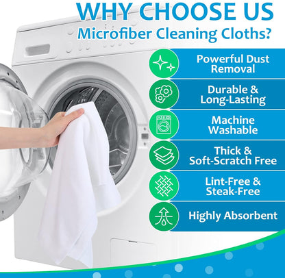 Newwiee 3 Pcs Extra Large Microfiber Cleaning Cloth 30" x 20" Washable Reusable Microfiber Towel Streak Free Lint Free Cloth for Cleaning Home Glass Office Window Bathrooms (White)