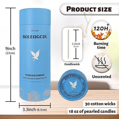 Unscented Brown Pearled Candle 18oz Luxury Sand Candle Granulated Wax - 30 Cotton Wicks – Wax for Candle Making Decorative Candles Smooth and Clean Burning Lasts up to 120 Hours