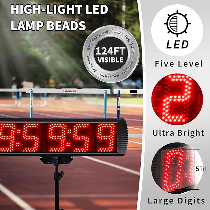 Race Clock with Tripod for Running Events, Large LED Stopwatch with Remote,Countdown/Count up Gym Timer for Home,Wall Digital Time Clocks