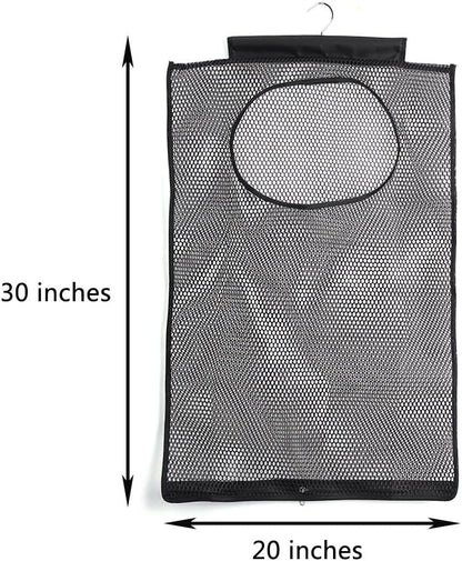 ALYER Breathable Mesh Laundry Hamper,Foldable Hanging Closet Storage Basket,Portable Space Saving Dirty Clothes Bag (Black)