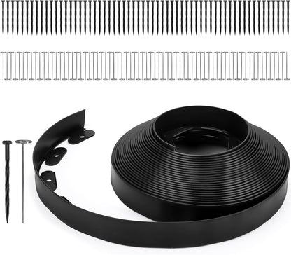 Greaner Edging for Landscaping 2 Inch Tall, 66FT Garden Edger Border, Landscaping Edging Border with 60 Plastic Spikes and 70 Solid Iron Spikes, Flexible Garden Border Edging for Garden Flower Beds